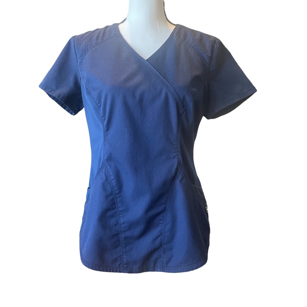Cherokee Luxe Scrub Top Navy Blue Size S